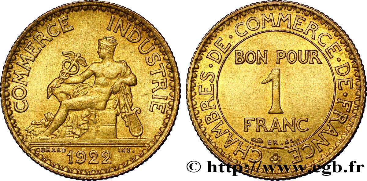 1 franc Chambres de Commerce 1922 Paris F.218/4 EBC60 