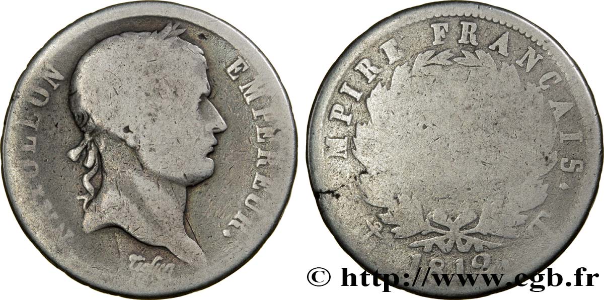 2 francs Napoléon Ier tête laurée, Empire français 1812 Nantes F.255/49 G5 