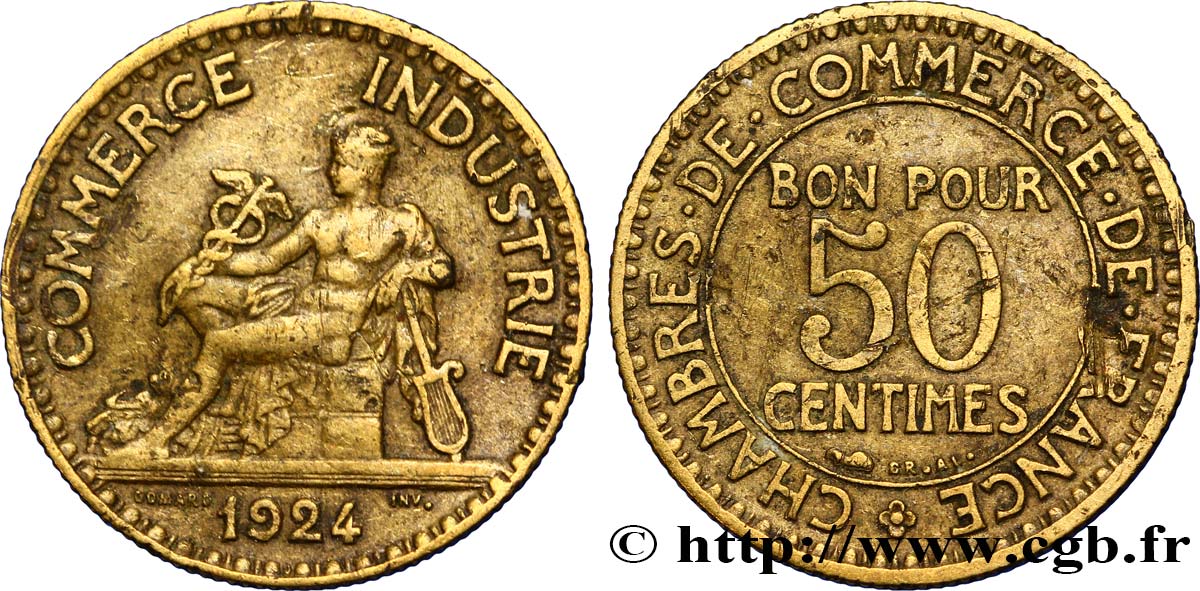 50 centimes Chambres de Commerce 1924 Paris F.191/6 SS48