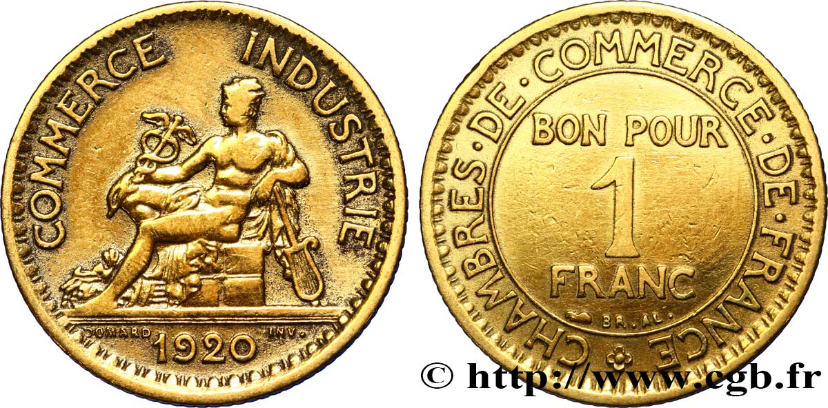 1 franc Chambres de Commerce 1920 Paris F.218/2 MBC 