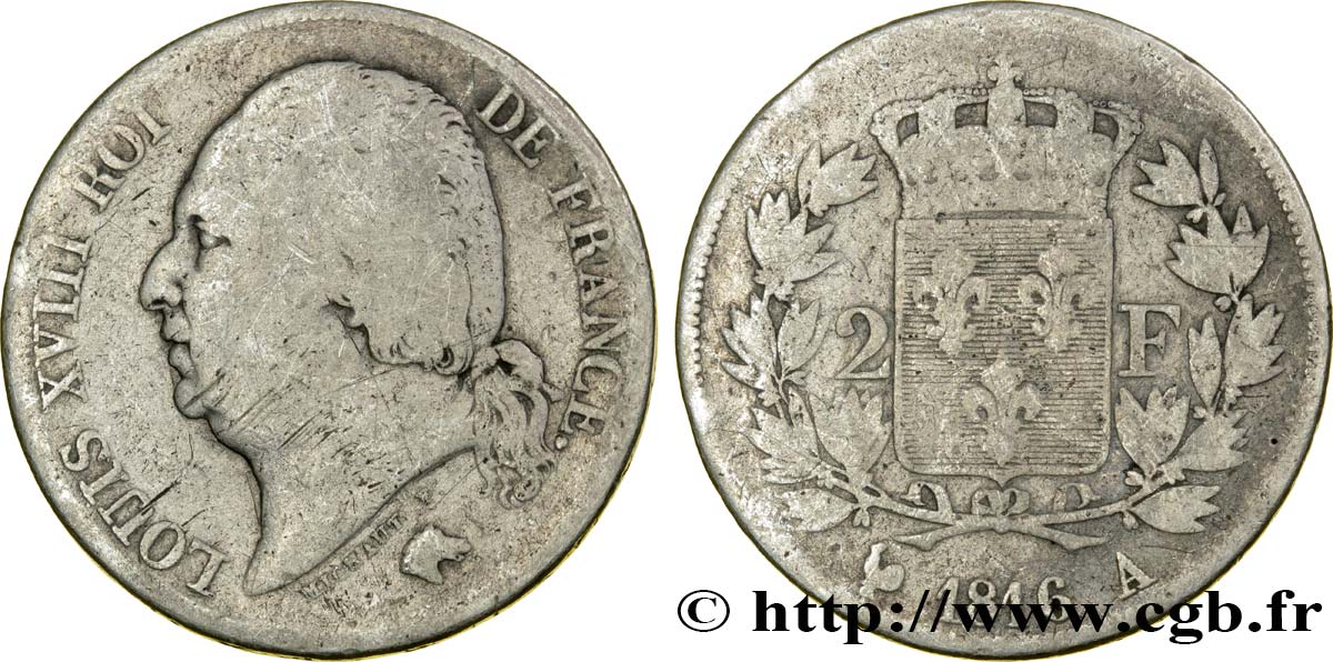 2 francs Louis XVIII 1816 Paris F.257/1 B10 