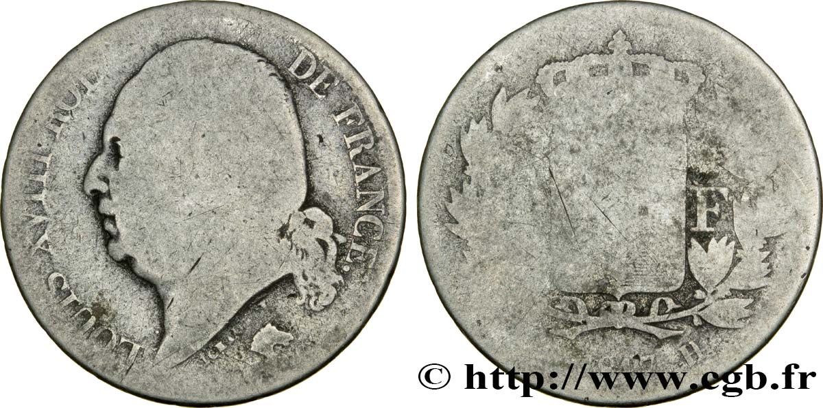 2 francs Louis XVIII 1817 La Rochelle F.257/10 q.B4 
