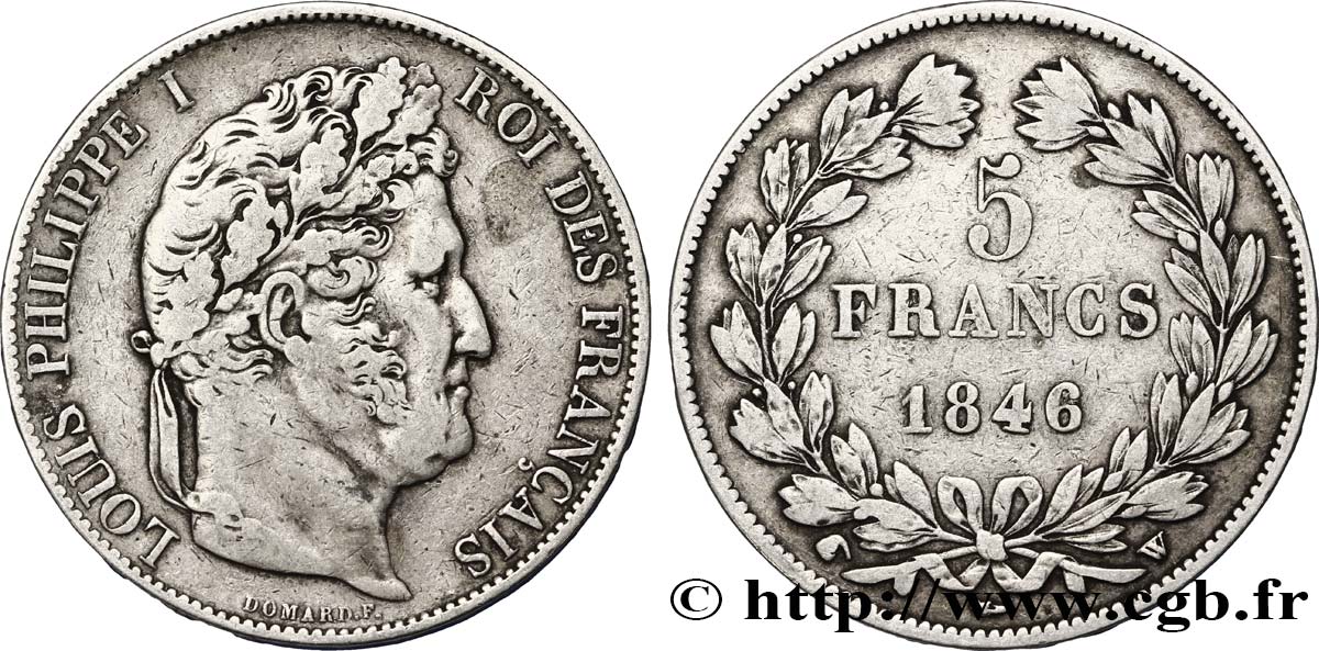 5 francs IIIe type Domard 1846 Lille F.325/13 XF45 