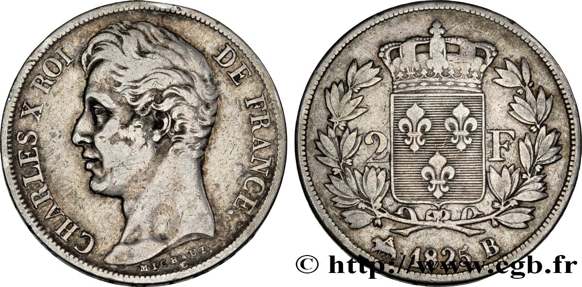 2 francs Charles X 1825 Rouen F.258/2 TB30 