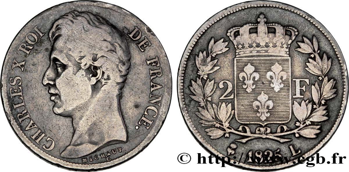 2 francs Charles X 1825 Bayonne F.258/8 TB20 
