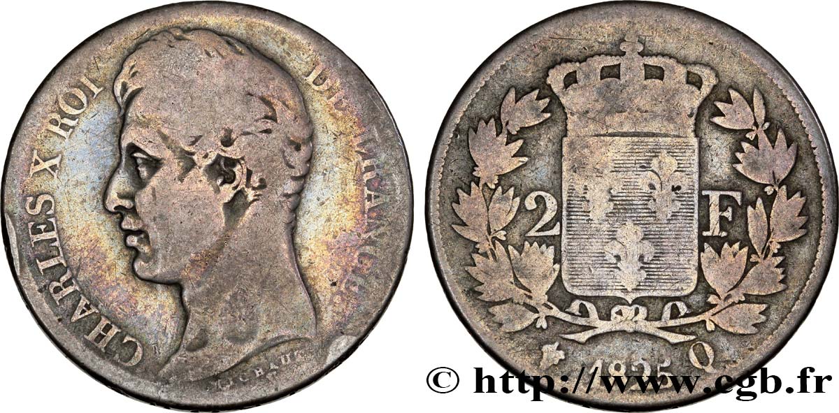 2 francs Charles X 1825 Perpignan F.258/10 RC10 