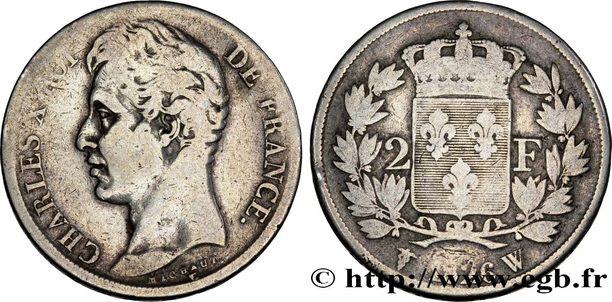 2 francs Charles X 1826 Lille F.258/23 MB18 