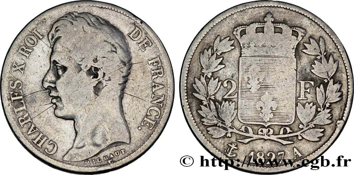 2 francs Charles X 1827 Paris F.258/24 B10 