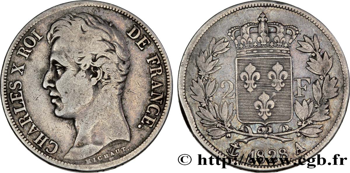 2 francs Charles X 1828 Paris F.258/36 TB30 