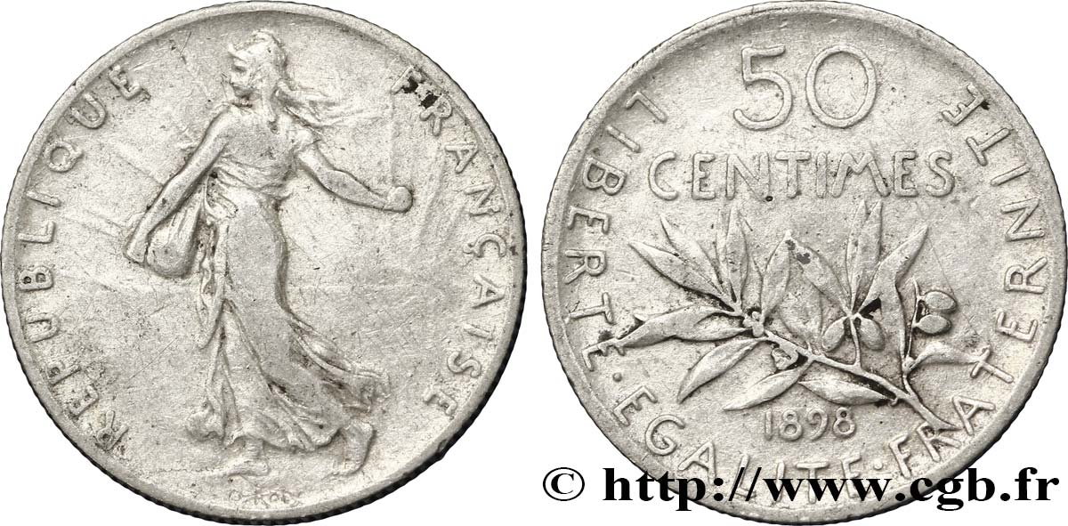 50 centimes Semeuse 1898 Paris F.190/3 BC35 