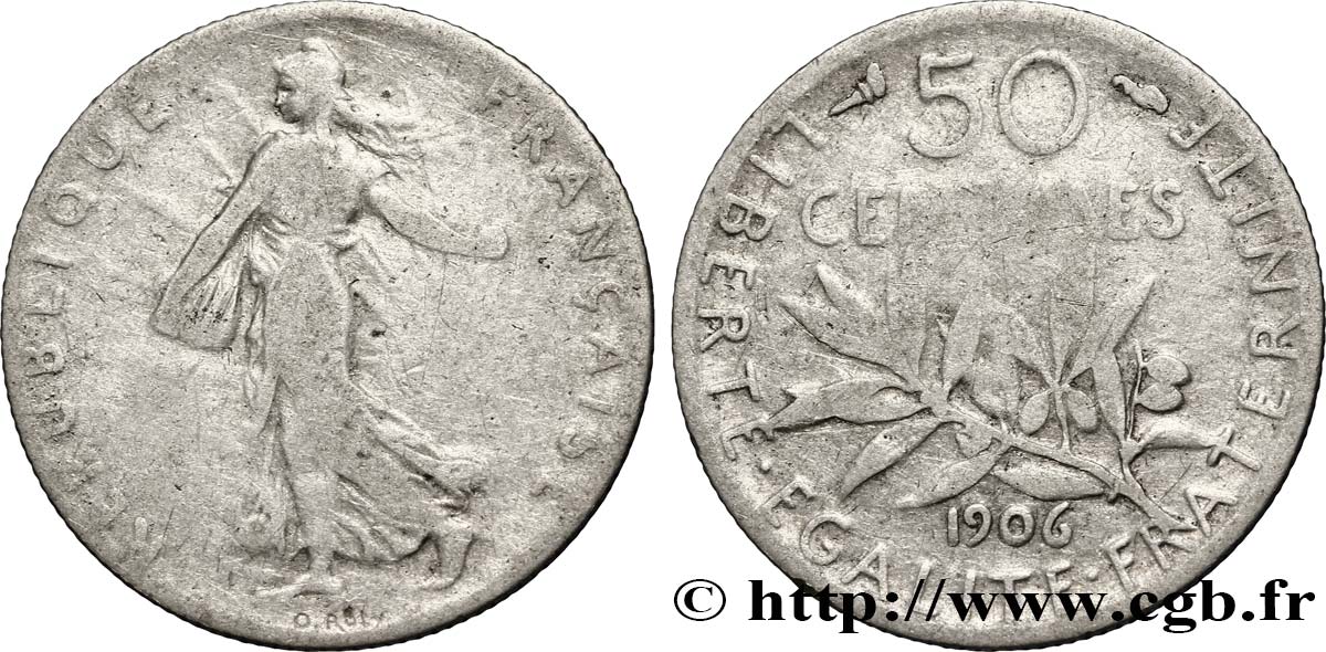 50 centimes Semeuse 1906 Paris F.190/13 F15