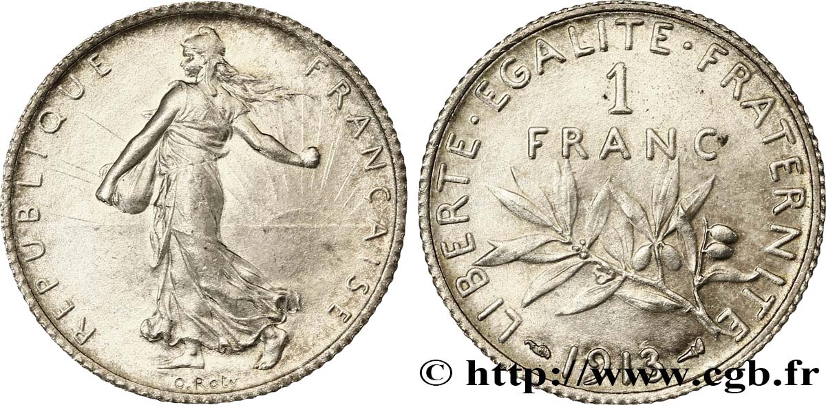 1 franc Semeuse 1913 Paris F.217/18 VZ60 