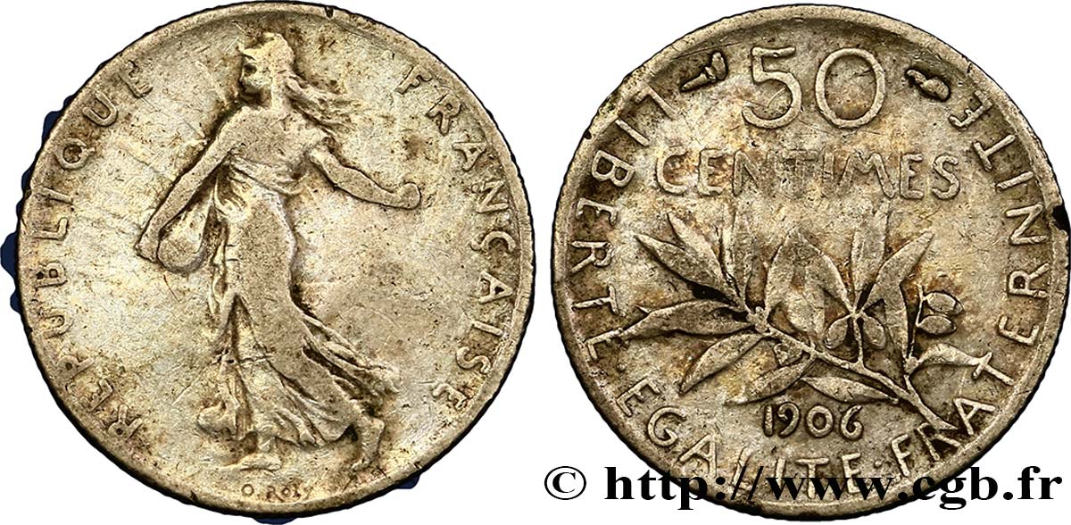 50 centimes Semeuse 1906  F.190/13 BC30 