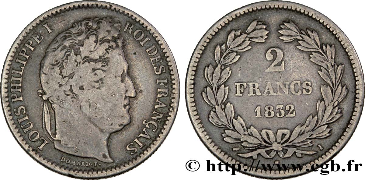 2 francs Louis-Philippe 1832 Limoges F.260/9 TB28 