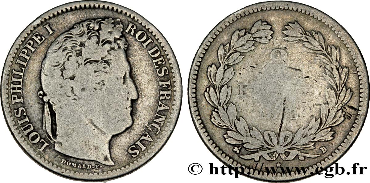 2 francs Louis-Philippe 1833 Rouen F.260/18 SGE8 