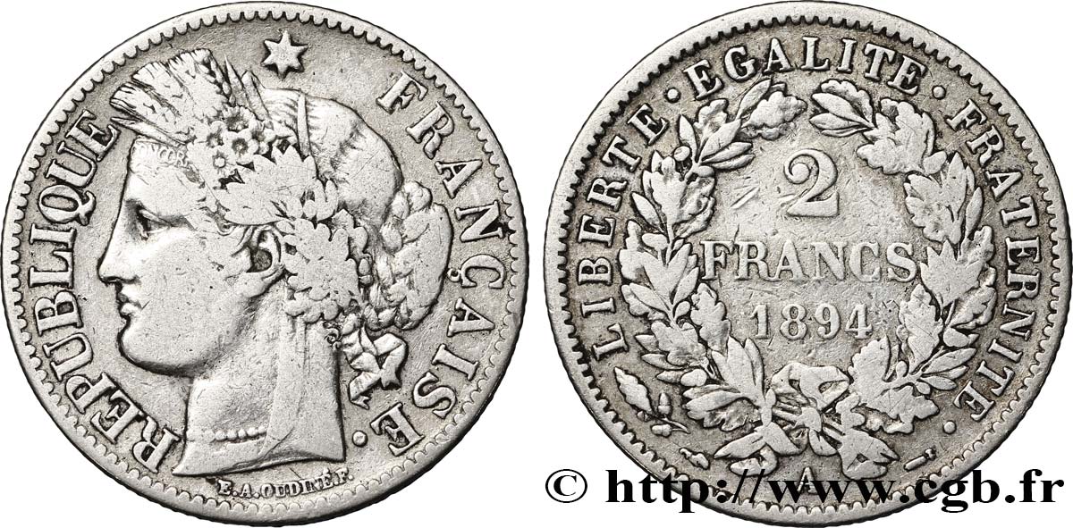 2 francs Cérès, avec légende 1894 Paris F.265/16 BC25 