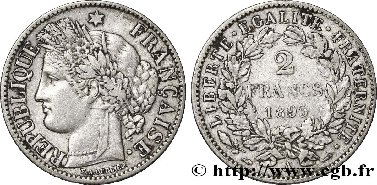 2 francs Cérès, avec légende 1895 Paris F.265/17 XF45 
