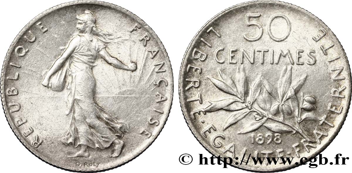 50 centimes Semeuse 1898 Paris F.190/3 EBC60 
