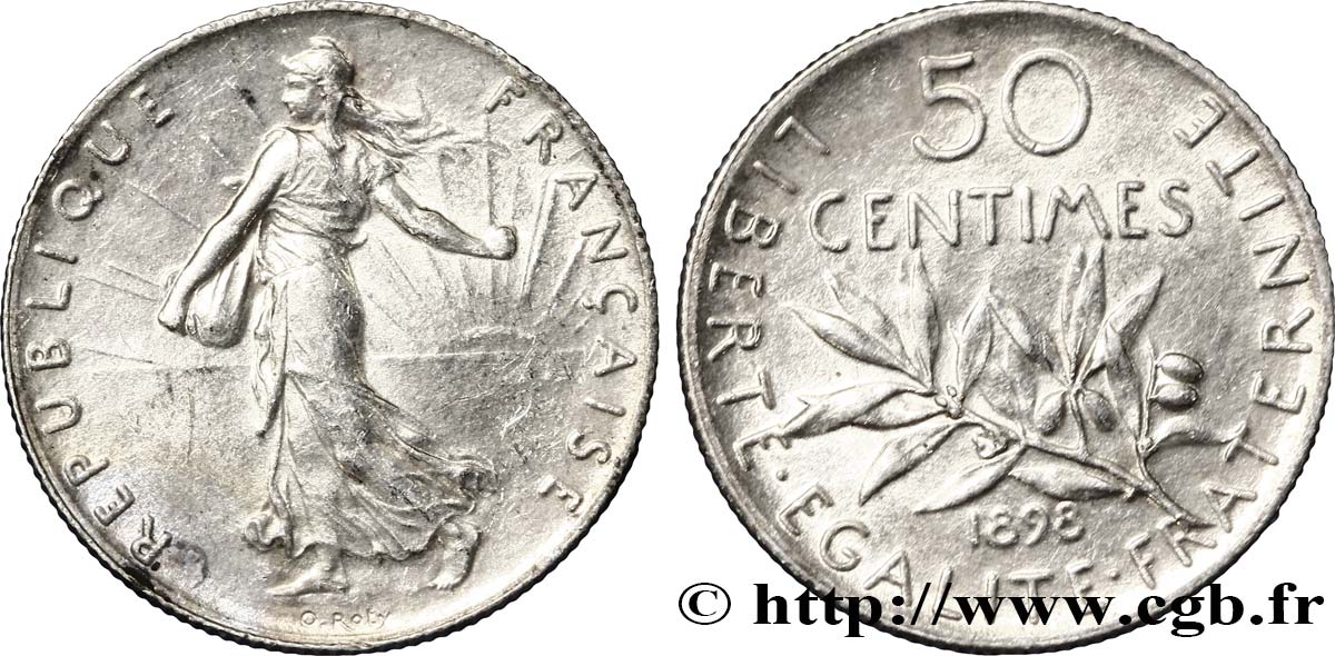 50 centimes Semeuse 1898 Paris F.190/3 EBC60 