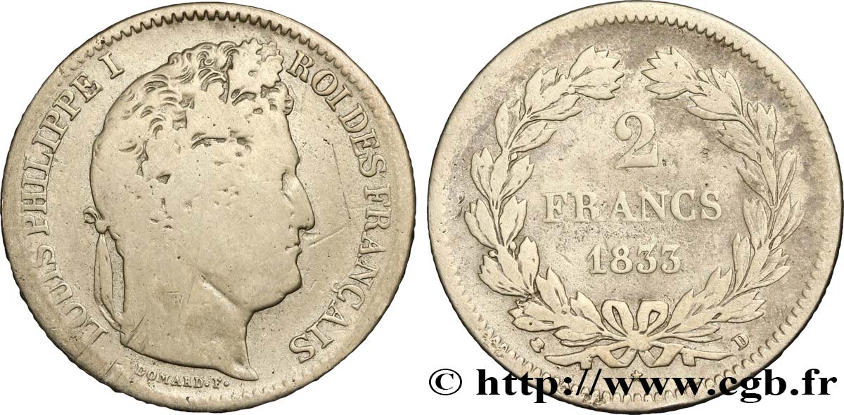 2 francs Louis-Philippe 1833 Lyon F.260/20 VG10 