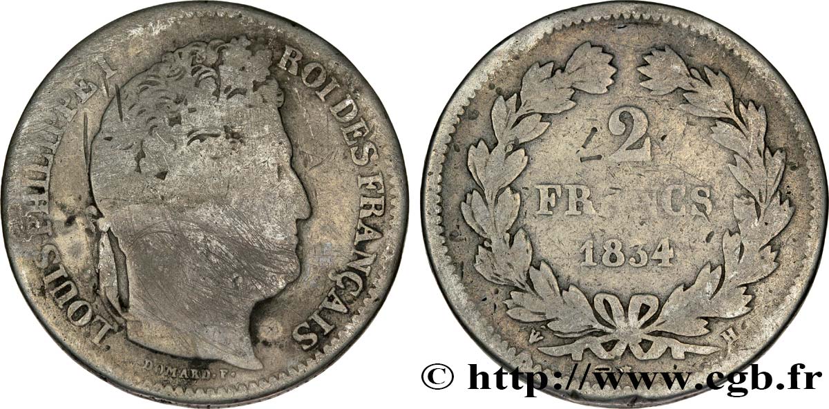 2 francs Louis-Philippe 1834 La Rochelle F.260/33 VG8 