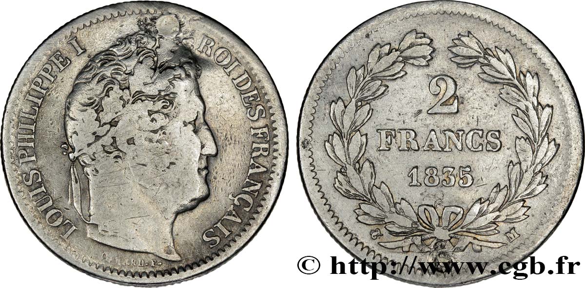 2 francs Louis-Philippe 1835 Toulouse F.260/48 TB20 