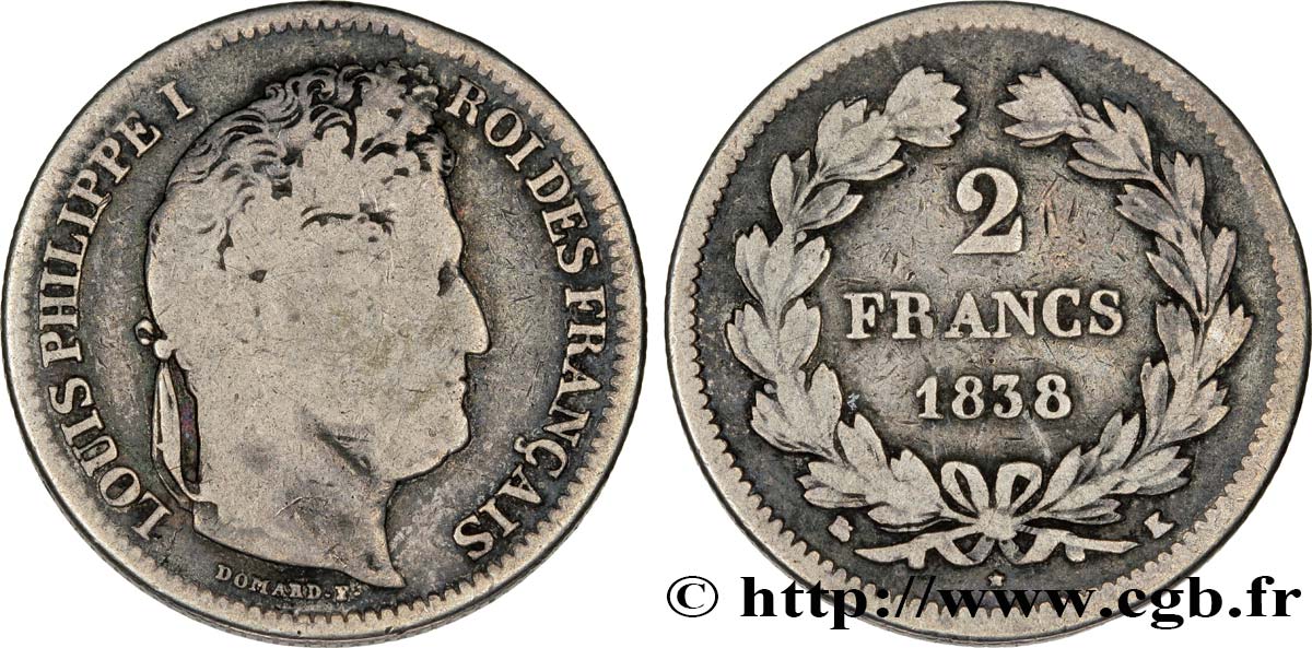 2 francs Louis-Philippe 1838  Bordeaux F.260/68 SGE10 