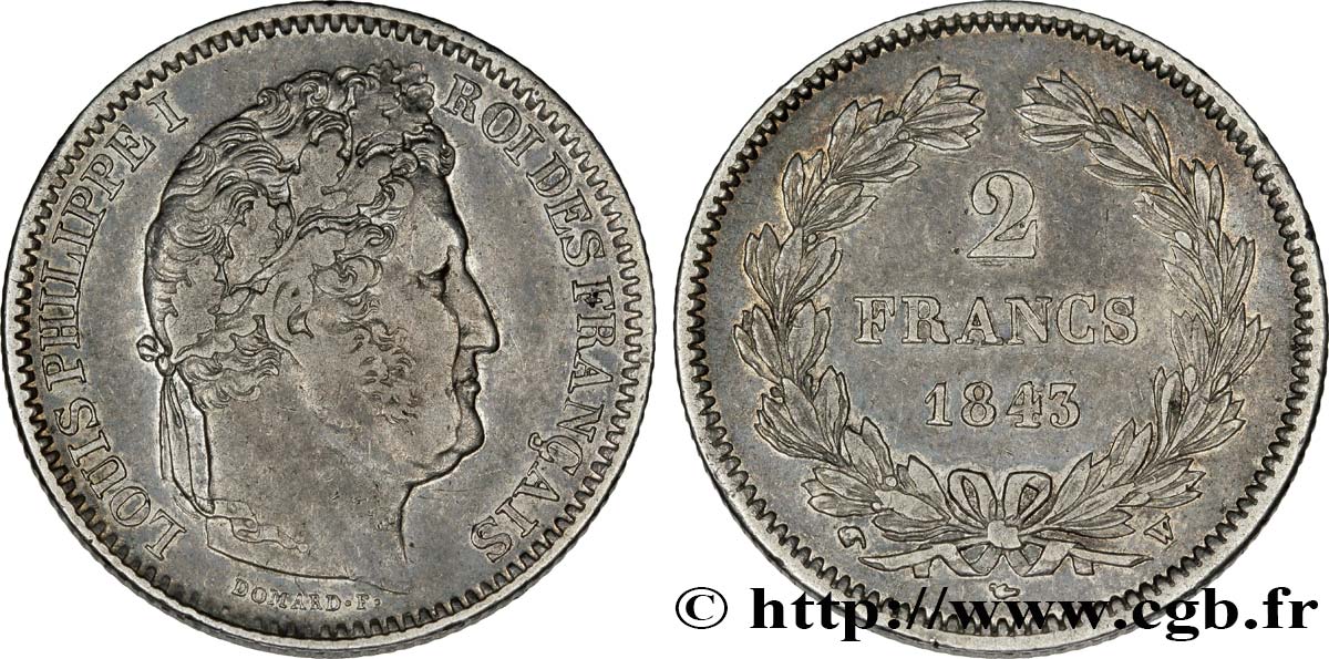 2 francs Louis-Philippe 1843 Lille F.260/96 TTB40 