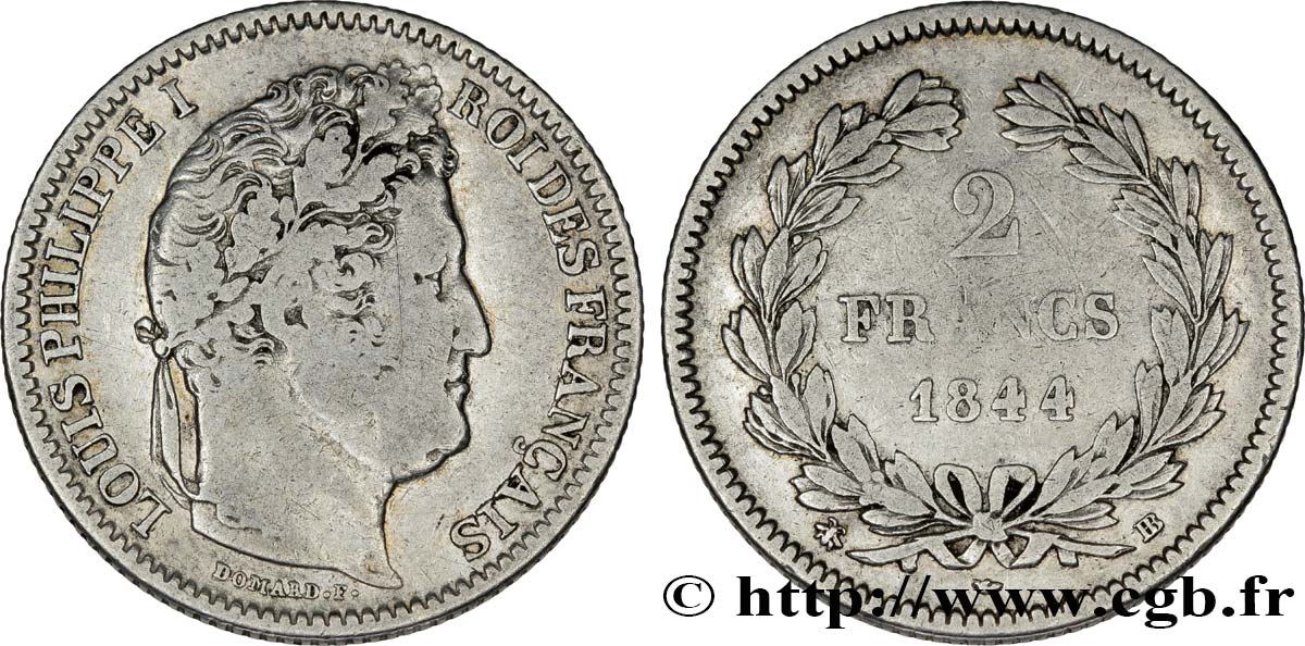 2 francs Louis-Philippe 1844 Strasbourg F.260/99 VF25 