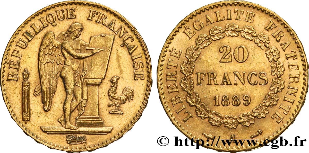 20 francs or Génie, Troisième République 1889 Paris F.533/12 TTB54