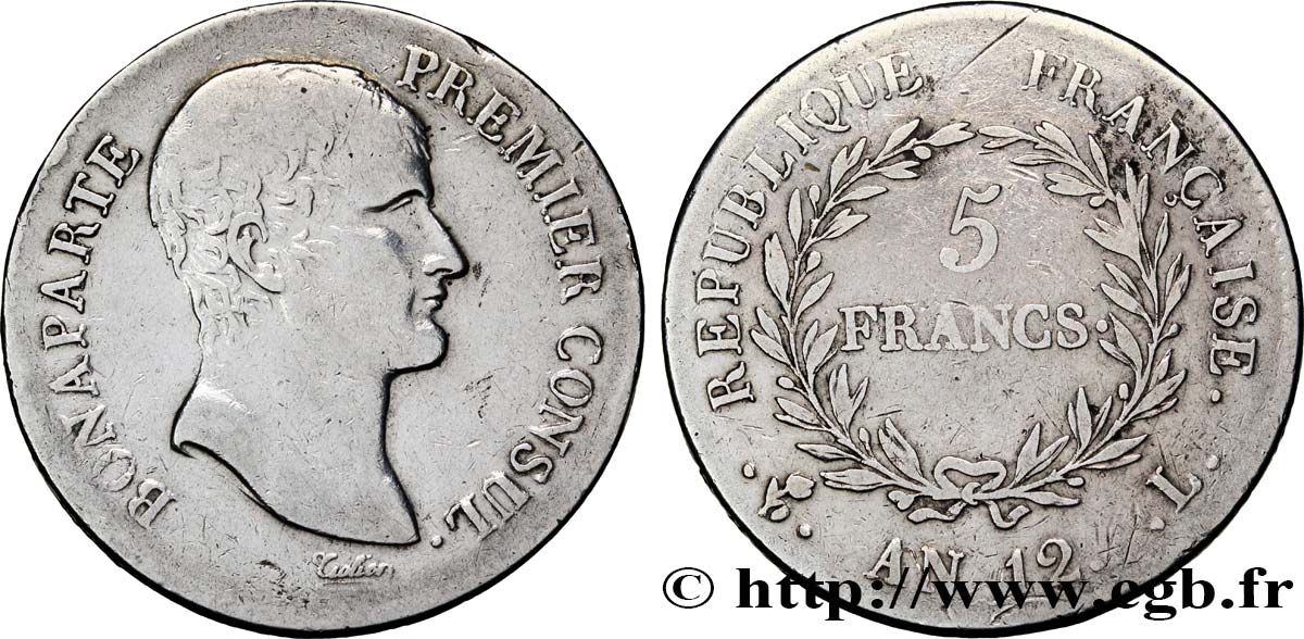 5 francs Bonaparte Premier Consul 1804 Bayonne F.301/18 TB25 