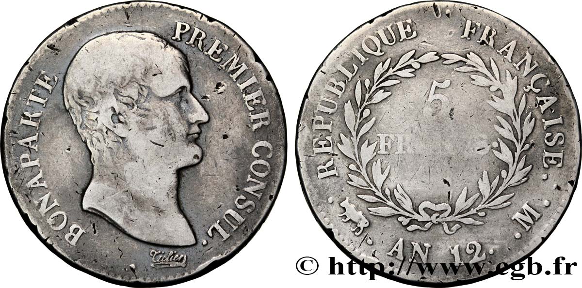 5 francs Bonaparte Premier Consul 1804 Toulouse F.301/19 S18 