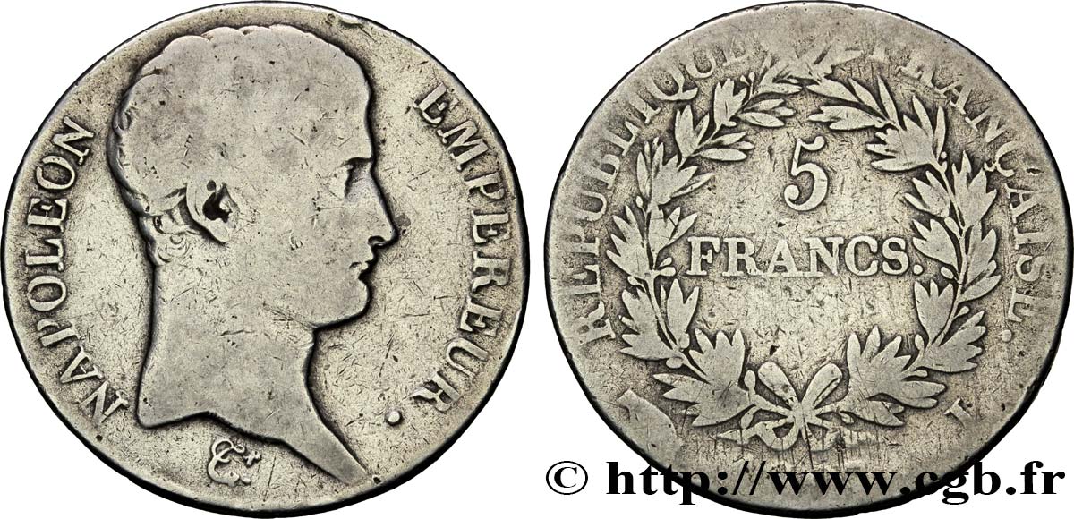 5 francs Napoléon Empereur, Calendrier grégorien 1807 Limoges F.304/16 SGE12 