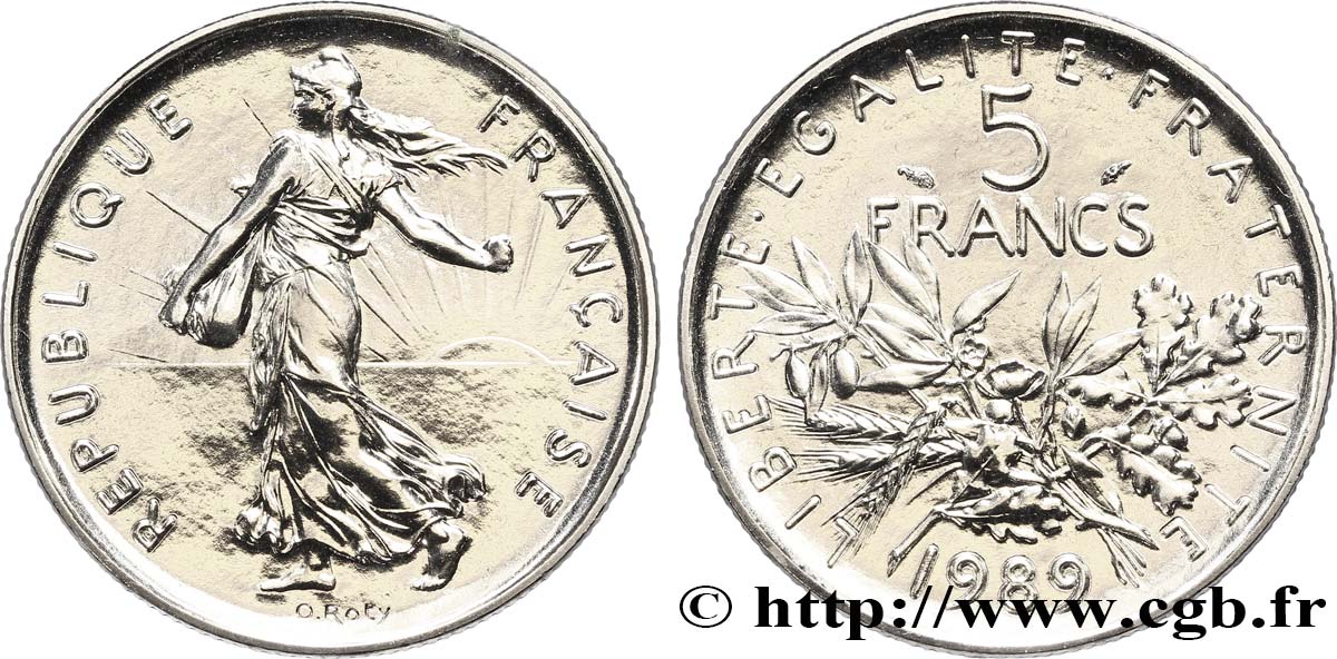 5 francs Semeuse, nickel 1989 Pessac F.341/21 MS68 