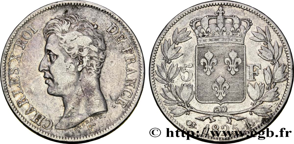 5 francs Charles X, 1er type 1825 Bayonne F.310/10 TB30 