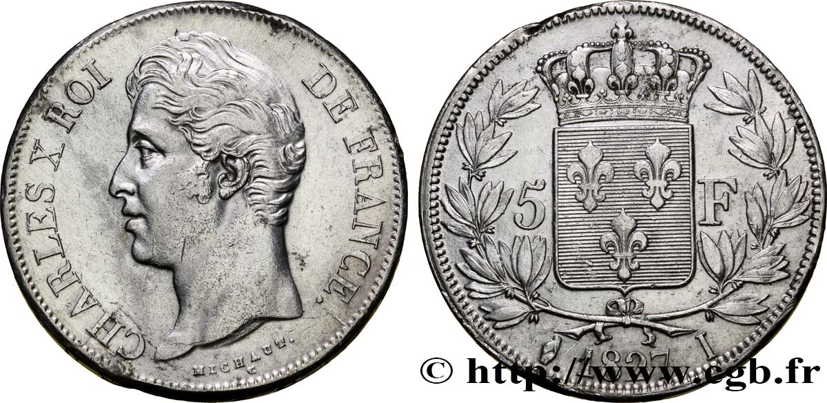 5 francs Charles X, 2e type 1827 Limoges F.311/6 TTB45 