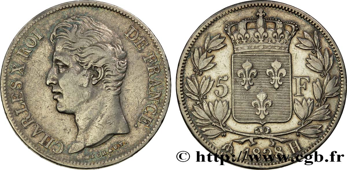 5 francs Charles X, 2e type 1828 La Rochelle F.311/18 MBC42 