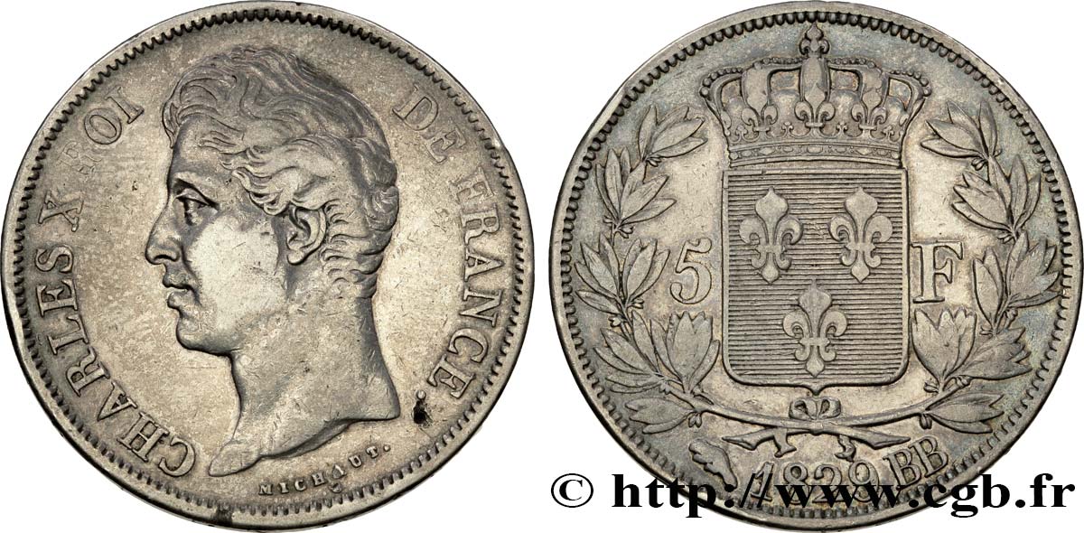 5 francs Charles X, 2e type 1829 Strasbourg F.311/29 TTB40 