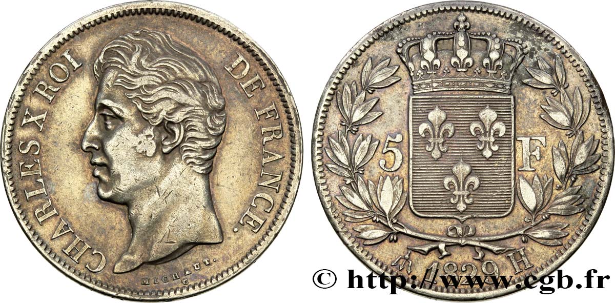 5 francs Charles X, 2e type 1829 La Rochelle F.311/31 XF48 