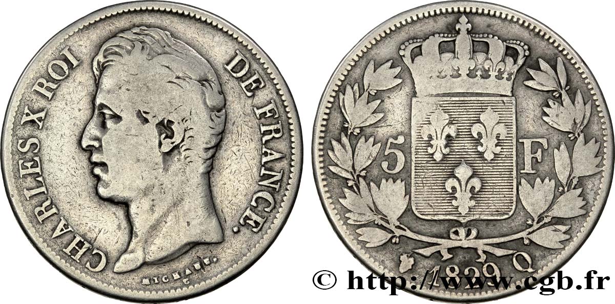 5 francs Charles X, 2e type 1829 Perpignan F.311/37 S18 