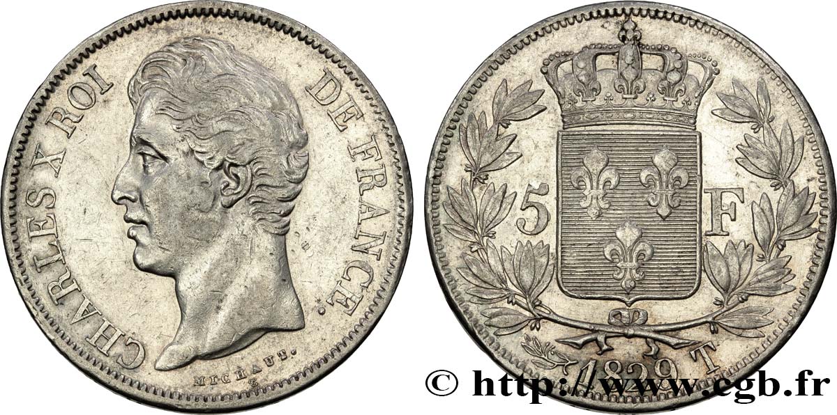 5 francs Charles X, 2e type 1829 Nantes F.311/38 TTB48 