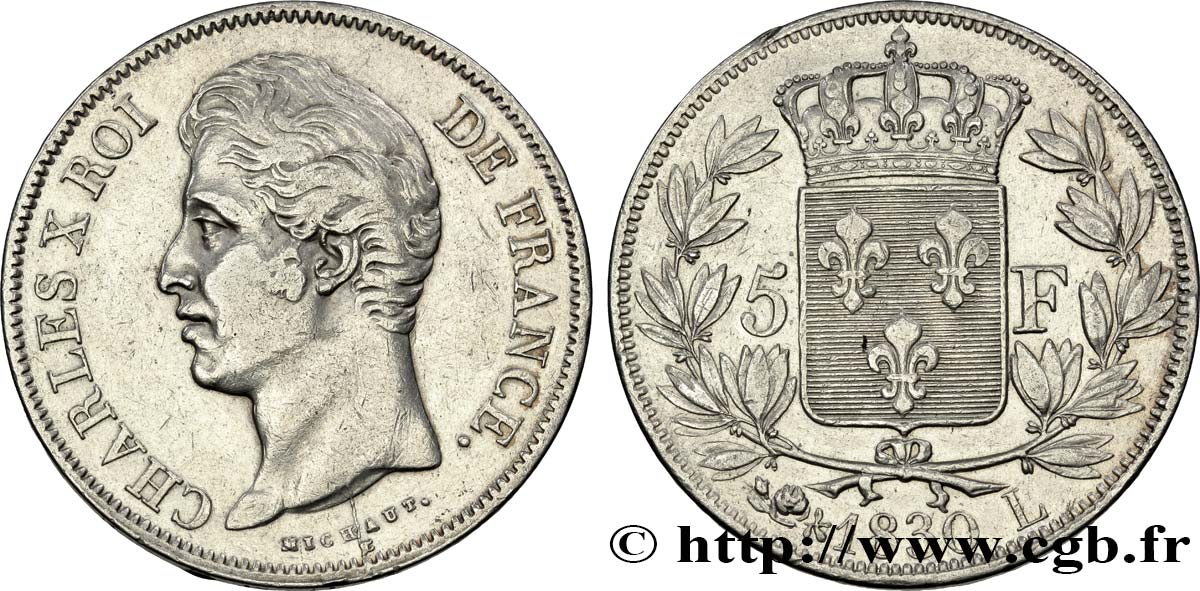 5 francs Charles X, 2e type 1830 Bayonne F.311/47 XF45 