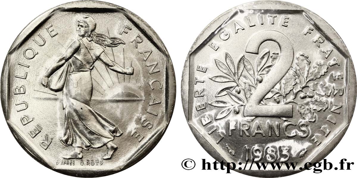 2 francs Semeuse, nickel 1983 Pessac F.272/7 MS68 