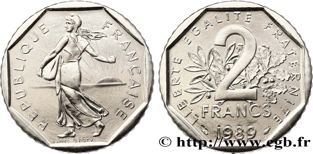 2 francs Semeuse, nickel 1989 Pessac F.272/13 ST67 