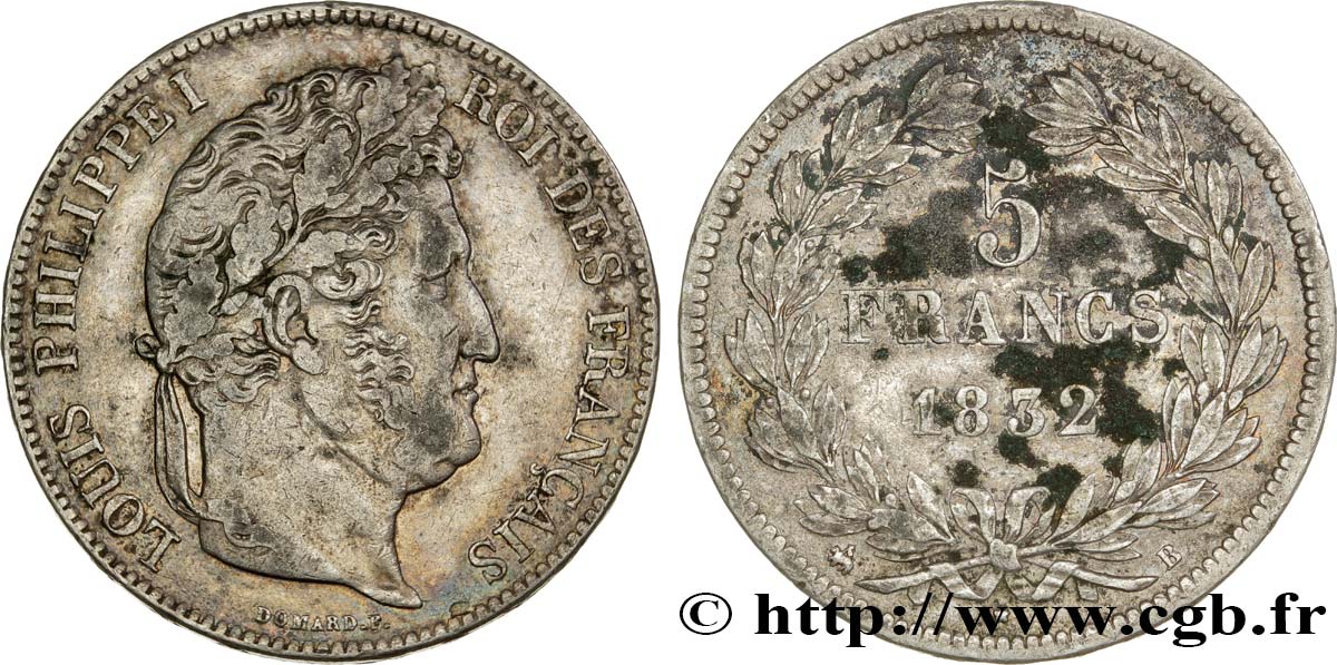 5 francs IIe type Domard 1832 Rouen F.324/2 TTB45 