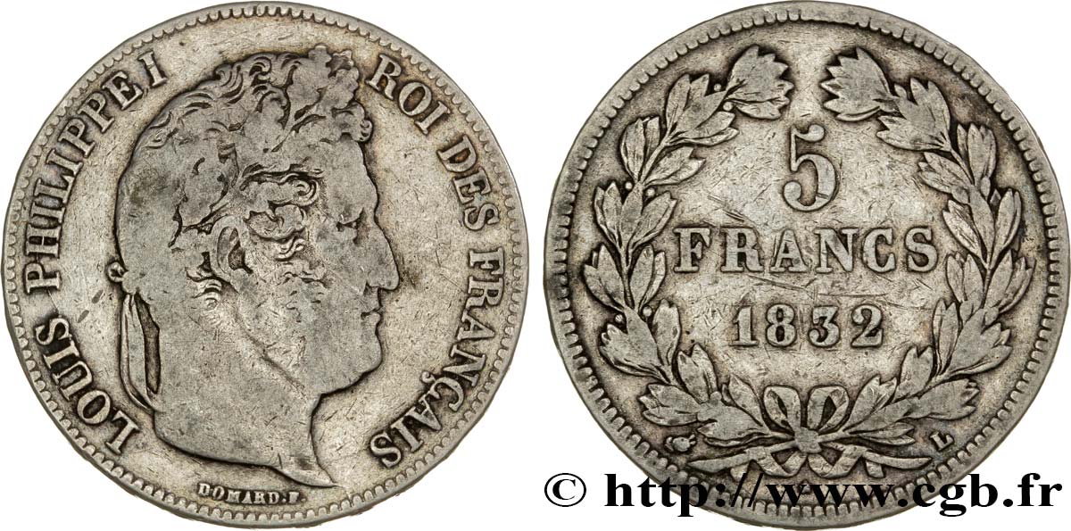 5 francs IIe type Domard 1832 Bayonne F.324/8 BC20 