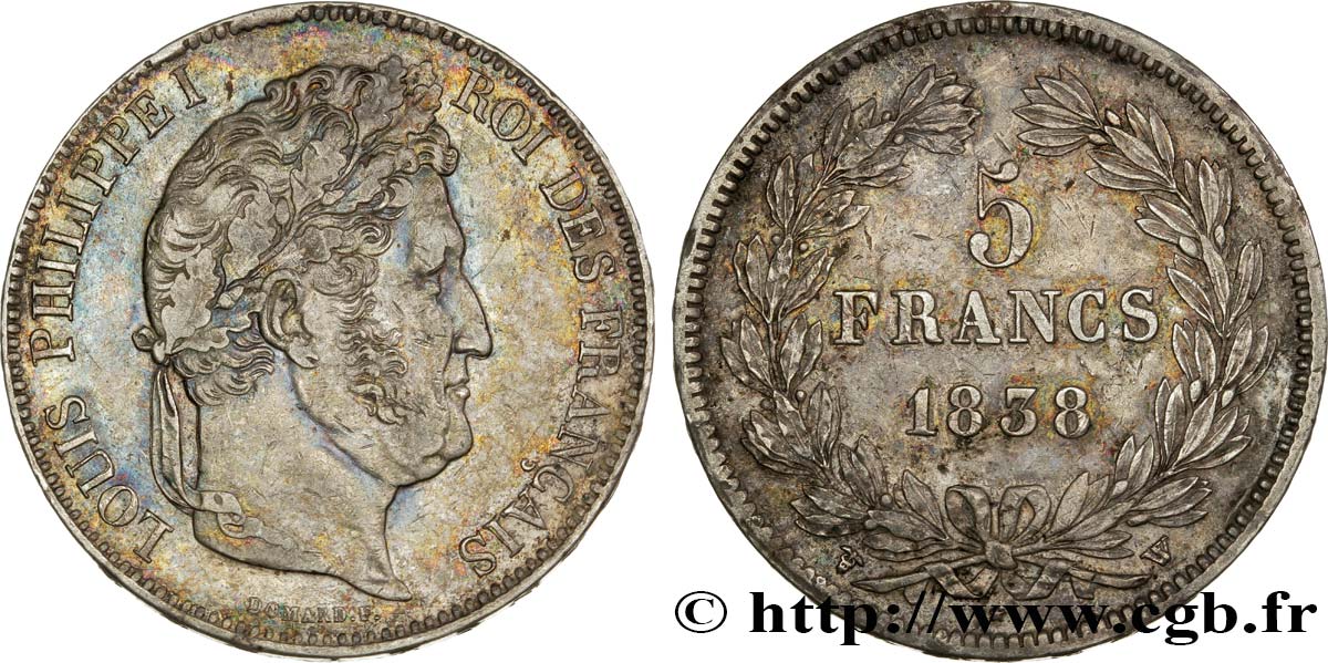 5 francs IIe type Domard 1838 Lille F.324/74 XF48 