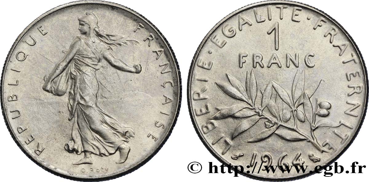 1 franc Semeuse, nickel 1964 Paris F.226/8 fST63 