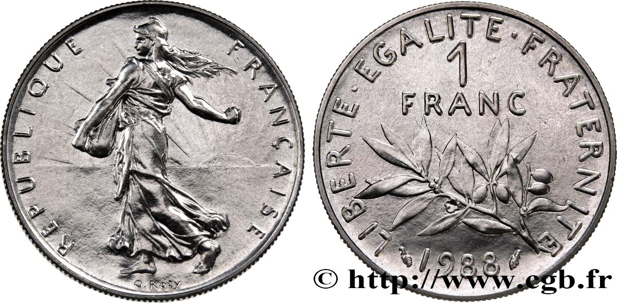 1 franc Semeuse, nickel 1988 Pessac F.226/33 MS68 
