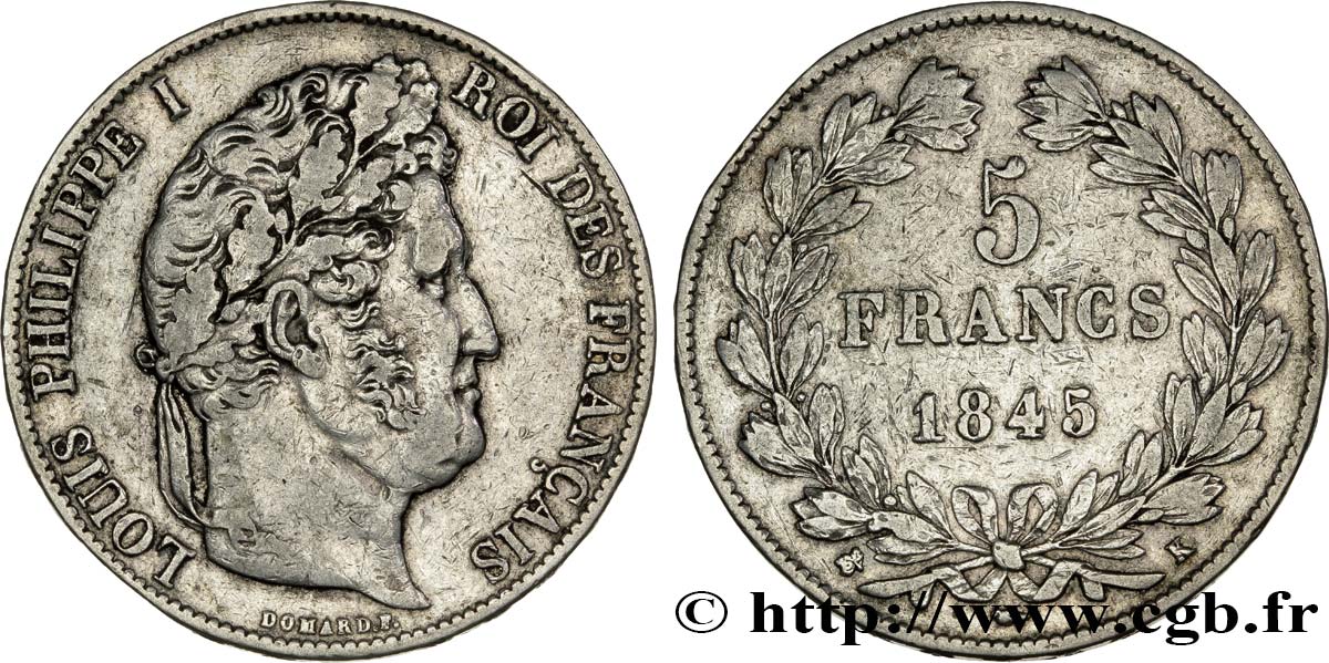 5 francs IIIe type Domard 1845 Bordeaux F.325/8 TTB40 